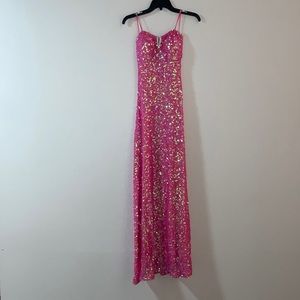 Strapless pink long sequin dress 💕✨